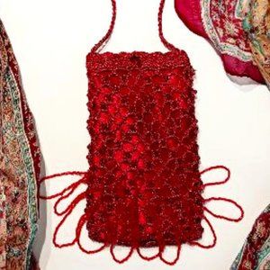 Glass Beaded Flapper Crossbody Bag * 22" CORD * PAIR IT WITH JEANS AND A SWEATER